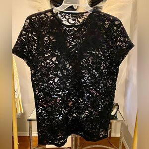 Torrid Black Lace Short Sleeve Top Size - Size 1X - NWOT!